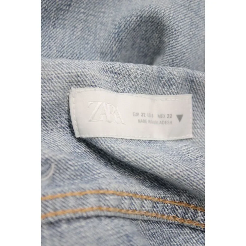 Zara Women Wide Leg Blue High Rise Cotton Jeans Size 0